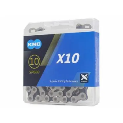 CADENA KMC 10V X10 PLATA/NEGRO 116E  